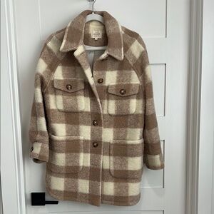 Sezane Joe Jacket in Ecru Beige Checks